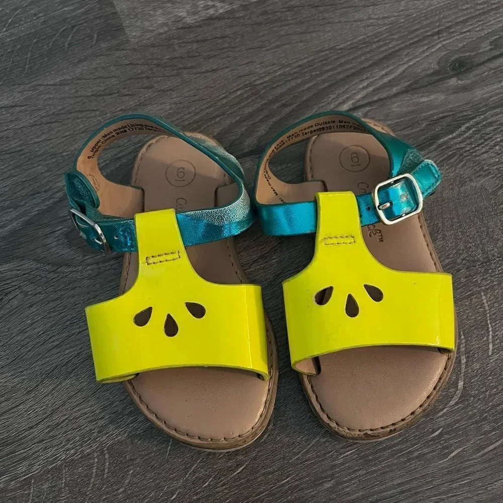Cat & Jack Toddler Girls Pam Ankle Strap Sandals Bright Yellow Size 6